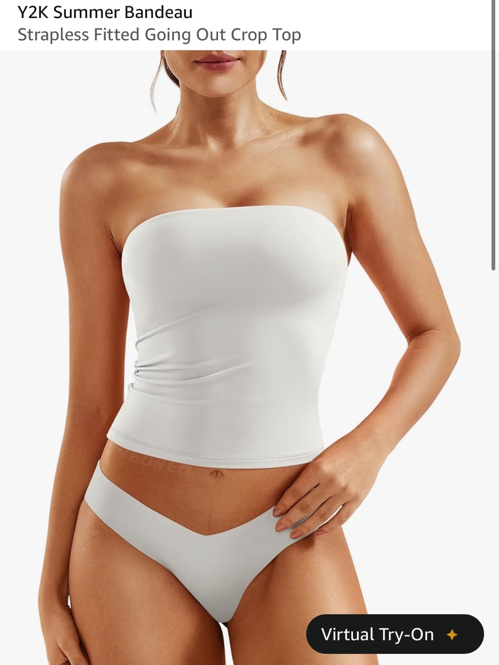 Amazon White Strapless Bandeau Crop Top